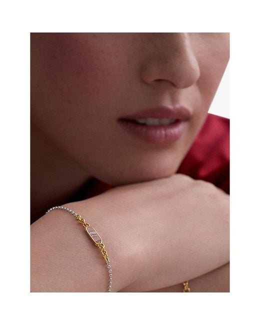 Astley Clarke White X Laura Jackson Bar 18Ct-Plated 925 Sterling- And Rhodochrosite Bracelet