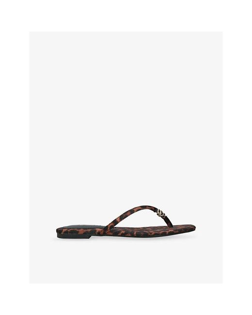 Steve Madden Brown Maliyah Leopard Flat Leather Sandals