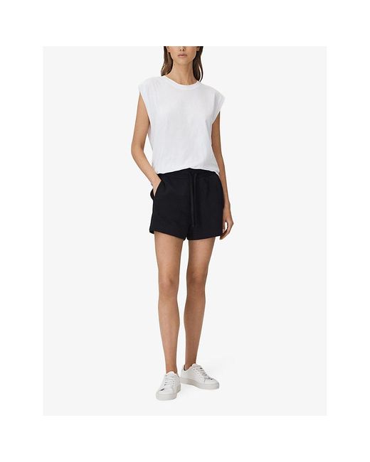 Reiss Black Cody Relaxed-fit High-rise Cotton Shorts
