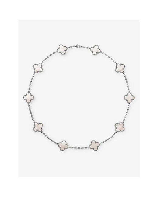 Van Cleef & Arpels Natural Vintage Alhambra And Mother-Of-Pearl Necklace