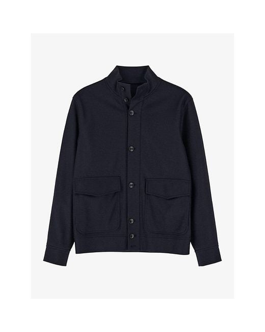 Boggi Blue Flap-Pocket Regular-Fit Wool Jacket for men
