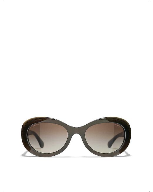 Chanel Ch5469b Oval-frame Acetate Sunglasses in Brown | Lyst Canada