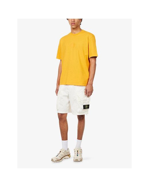 Stone Island White Ripstop Cotton Cargo Shorts for men
