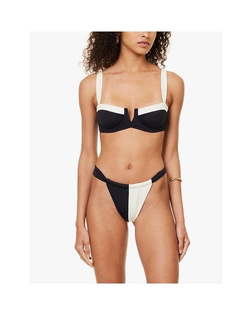 Cheap Monday Black Clovelly Plunge-Neck Stretch-Woven Bikini Top