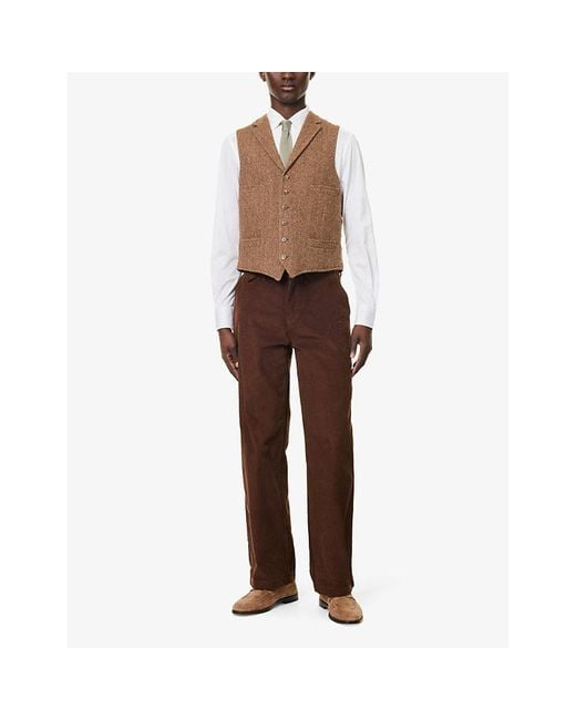 Polo Ralph Lauren Brown Herringbone V-neck Regular-fit Wool Gilet for men
