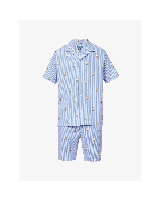 Polo Ralph Lauren Polo Bear Striped Cotton Pyjama in Blue for Men