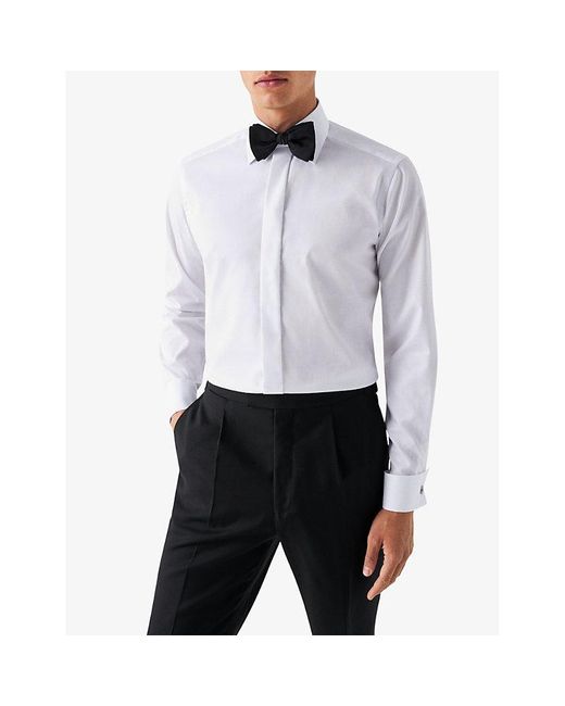 Eton of Sweden White Signature Twill Contemporary-fit Cotton Tuxedo Shirt for men