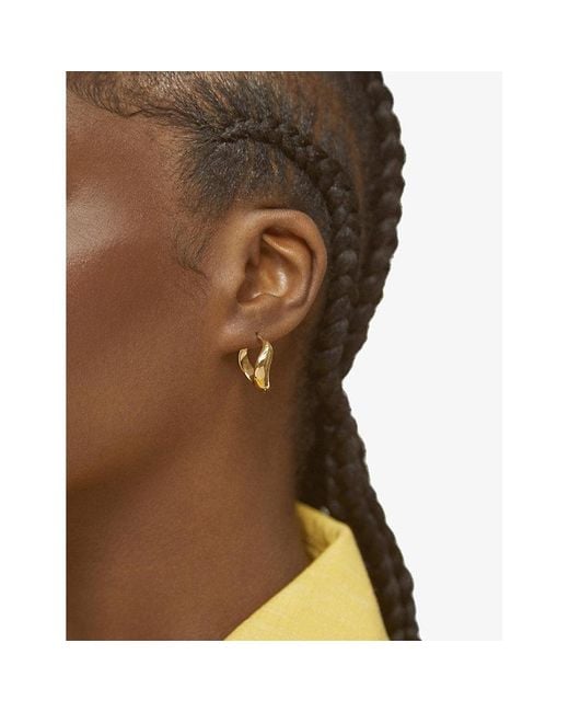 Monica Vinader White Swirl Medium 18Ct-Plated Vermeil Sterling- Hoop Earrings