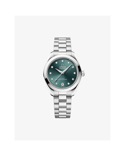 Omega Metallic Seamaster Aqua Terra 150M Stainless-Steel And 0.10Ct Diamond Watch 30Mm