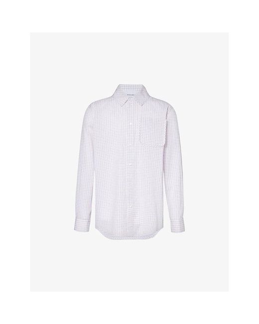 Bottega Veneta White Checked Pleated-cuff Relaxed-fit Cotton And Silk-blend Shirt for men