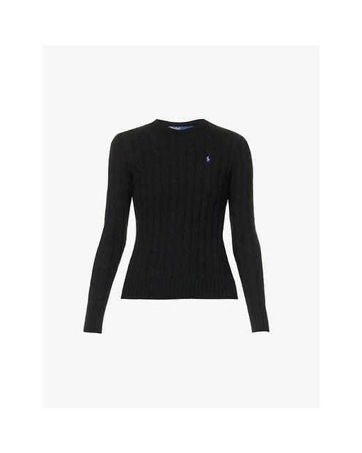 Polo Ralph Lauren Black Julianna Brand-Embroidered Regular-Fit Cotton-Knit Jumper