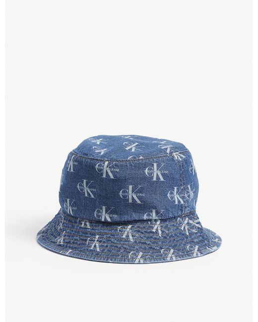 Calvin Klein Blue Monogram-print Cotton Bucket Hat for men