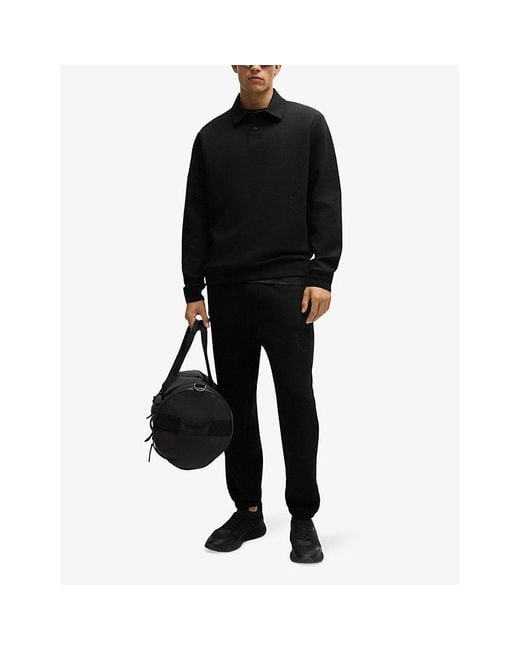 Boss Black Logo-Emed Relaxed-Fit Stretch Cotton-Blend Polo Shirt for men
