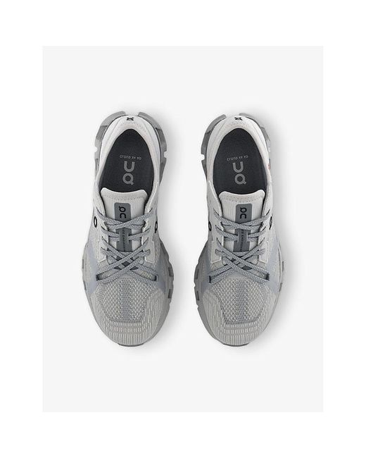 On Shoes Gray Cloud X 4 Ad Cushied-Sole Mesh Low-Top Trainers