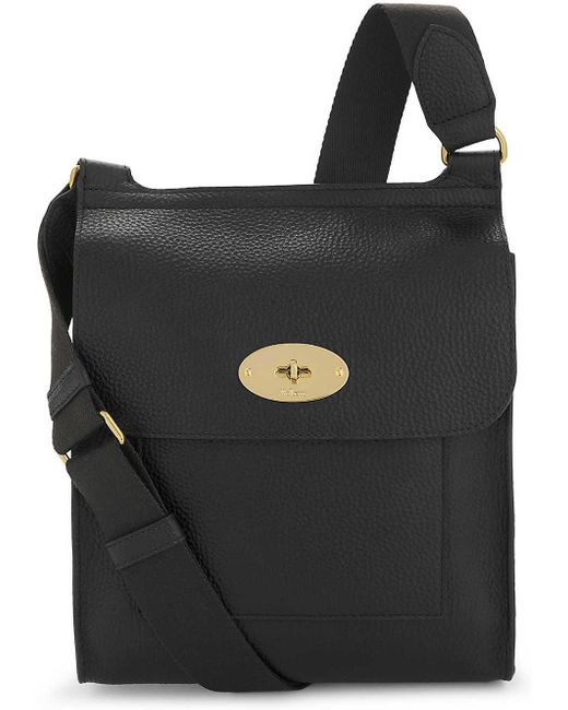 Mulberry Antony Grained Leather Cross-body Bag in Black | Lyst