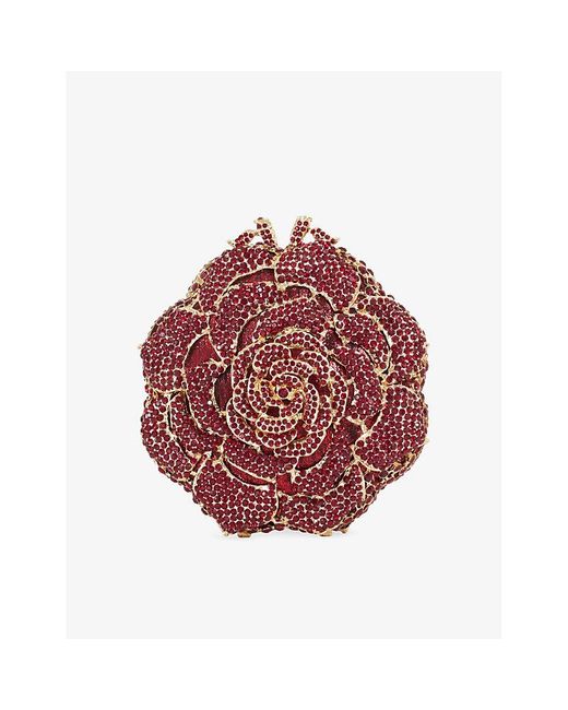 Dune Red Bling Flower Metal Clutch
