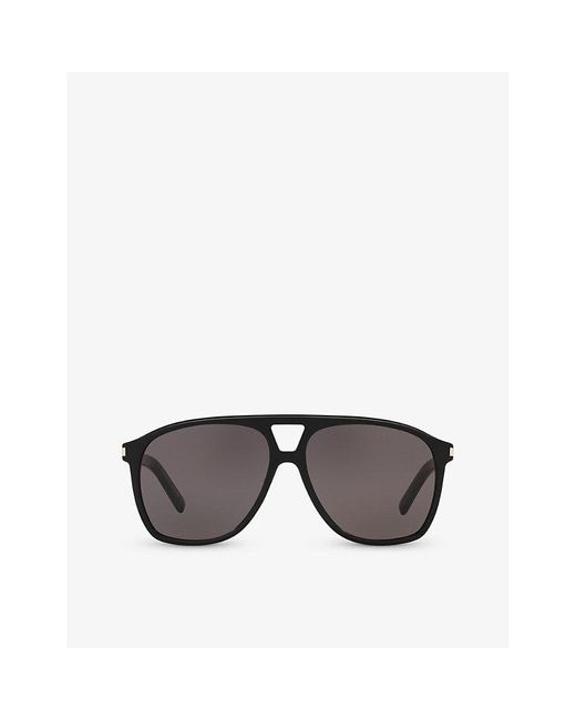 Saint Laurent Black Ys000473 Sl 596 Dune Rectangle-frame Acetate Sunglasses