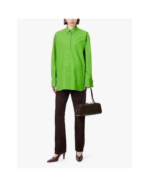 Khaite Green Newton Relaxed Cotton Shirt