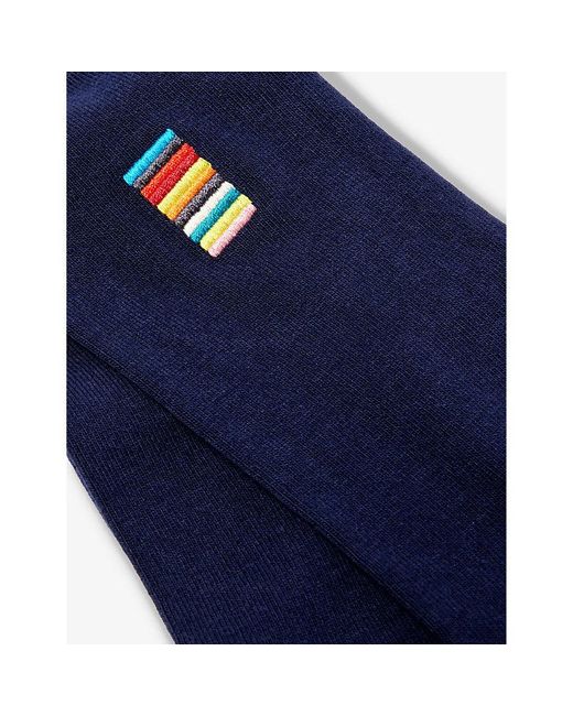 Paul Smith Blue Stripe-pattern Stretch-cotton Blend Socks for men