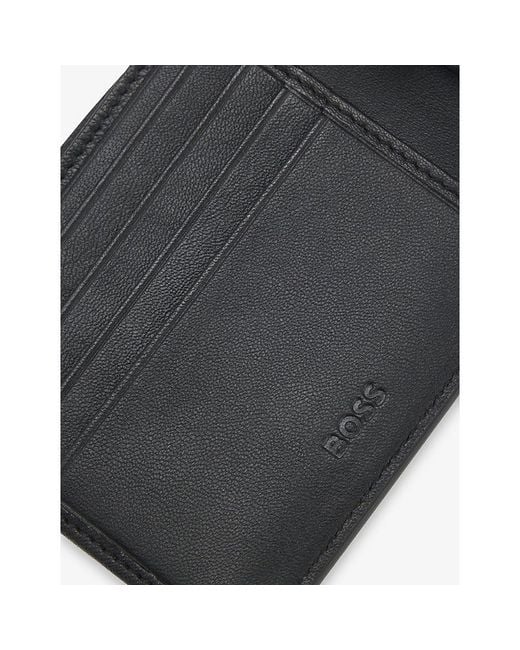 Boss Black Logo-Plaque Leather Wallet for men