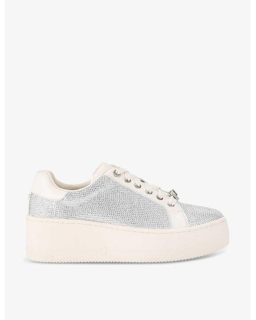 Carvela Kurt Geiger White Connected Crystal-embellished Leather Low-top Trainers