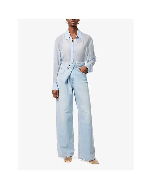 Agolde Blue Vana Fold Wide-Leg Denim Jeans
