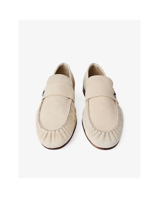 Jimmy Choo Natural Ellis Etched Velvet Suede Loafers