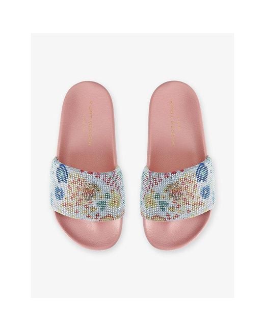 Kurt Geiger Blue Meena Eagle Denim Slides