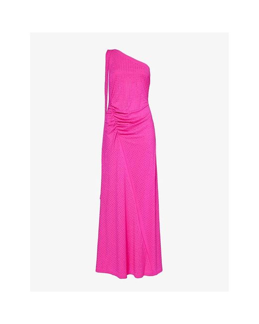 Amy Lynn Pink Rhinestone-embellished Stretch-woven Maxi Dress