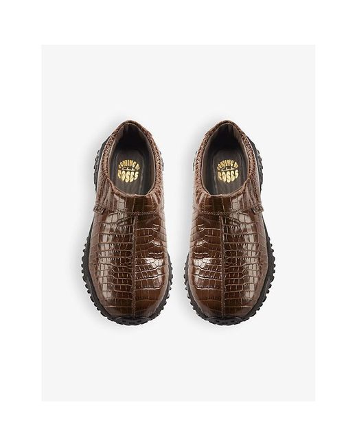 Clarks X Martine Rose Brown Clog 1 Croc-Embossed Leather Clogs