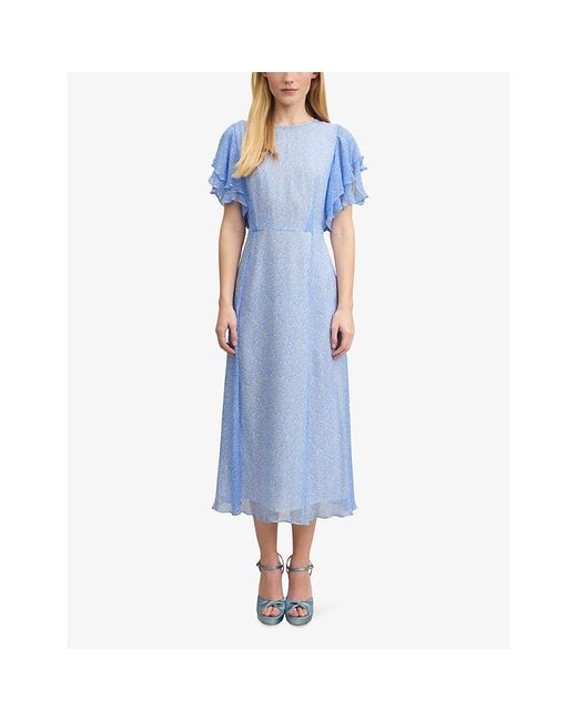 L.K.Bennett Blue Agnes Graphic-print Woven Midi Dress