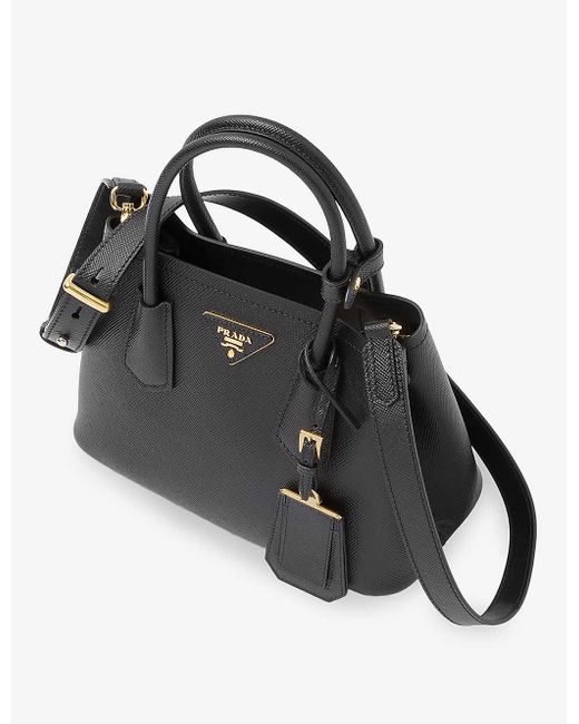 Prada Black Double Saffiano Mini Leather Top-handle Bag