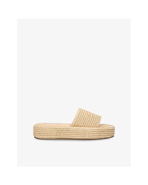 Steve Madden Natural Beachy Raffia Platform Slides