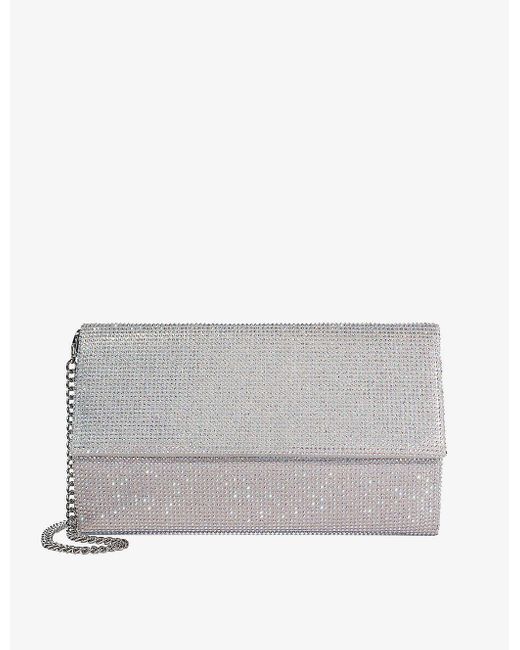 Dune Gray Esmes Sparkle-embellished Woven Box Clutch