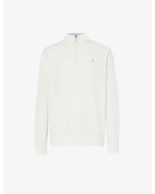 Polo Ralph Lauren White Logo-embroidered High-neck Cotton-blend Sweatshirt for men