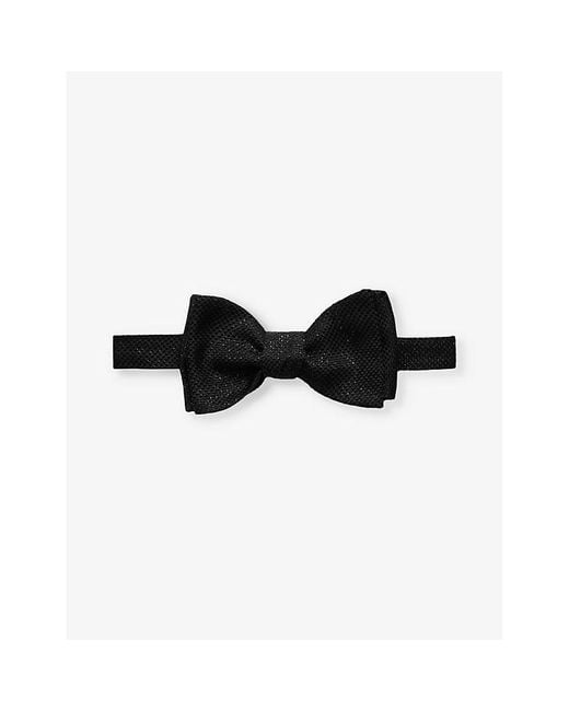 Eton of Sweden Black Shimmer-effect Silk-blend Bow Tie for men