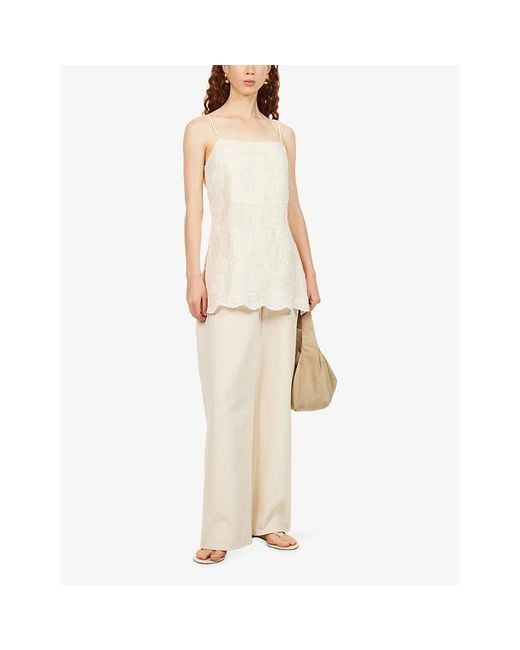 Dissh White Cordelia Embroidered Ramie Camisole Top