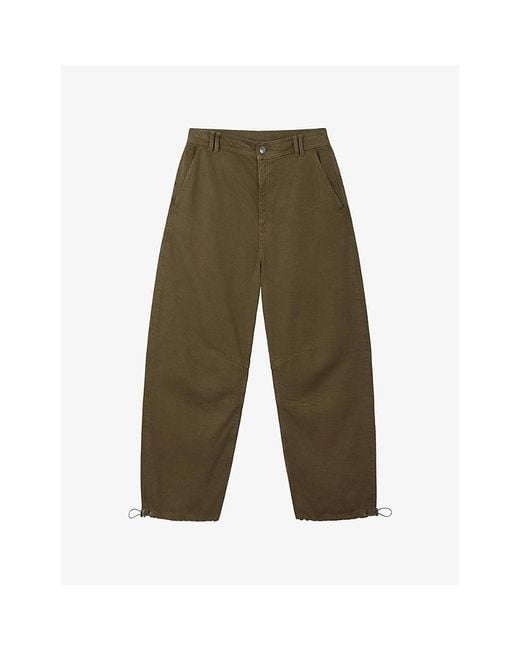 The White Company Green Barrel-Leg Lyocell And Cotton Trousers
