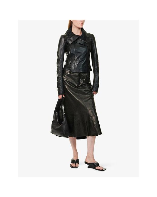 Rick Owens Black Classic Biker Slim-Fit Leather Jacket