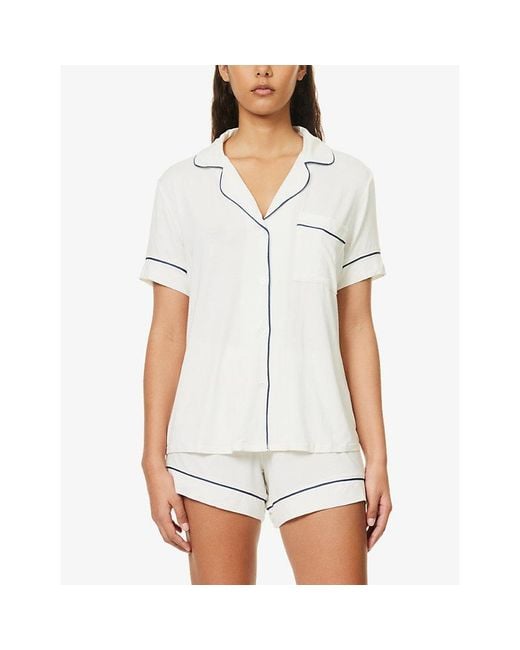 Eberjey White Gisele Relaxed-Fit Stretch-Woven Jersey Pyjama Set