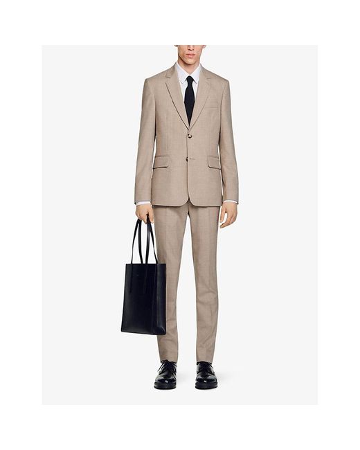 Sandro Natural Separable Flap-pocket Regular-fit Wool Blazer for men