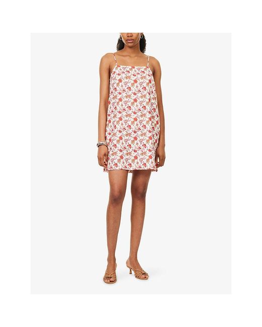 Seafolly Pink Summer Chintz Floral-Print Linen-Blend Mini Dress