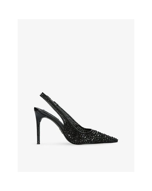 Steve Madden Black Reyes-R Woven Heeled Slingback Courts