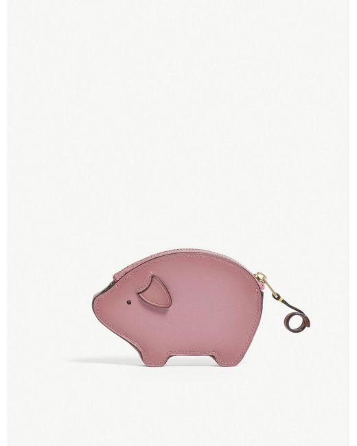 COACH Pink Leather Pig Coin Case