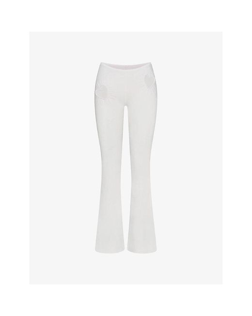 Skims White Heart Flared Cotton-Jersey Leggings