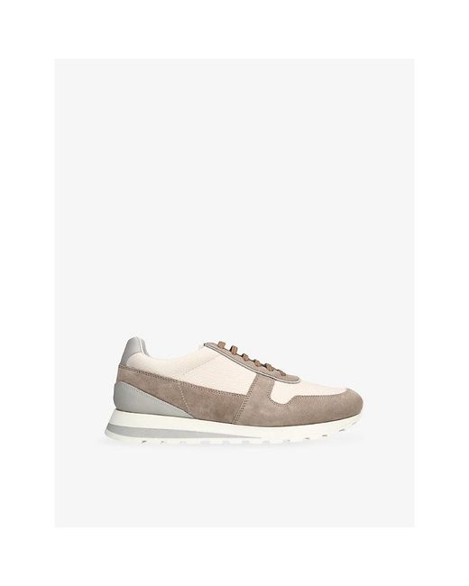 Brunello Cucinelli White Grained-Texture Leather And Suede Trainers for men
