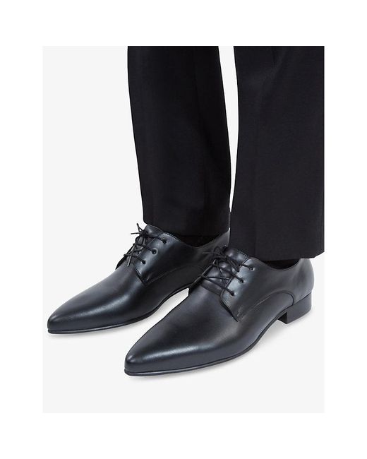 The Kooples Black Pointed-Toe Leather Derby Shoes for men