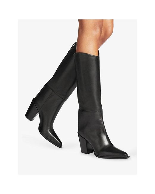 Jimmy Choo Black Cece Leather Heeled Knee-High Boots