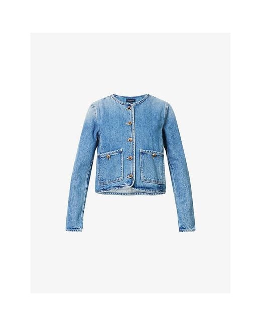Veronica Beard Women's Blue Andrea Round-Neck Denim Jacket
