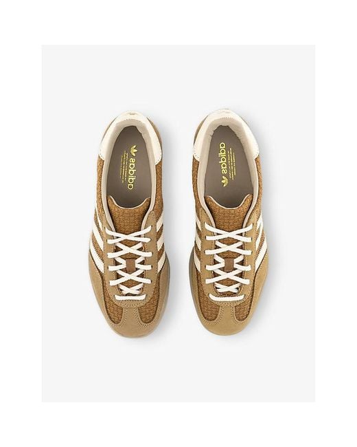 Adidas Natural Gazelle Indoor Textured Woven And Suede Low-Top Trainers